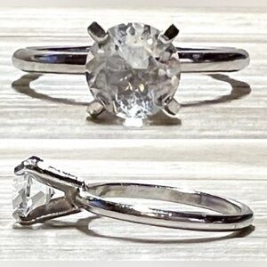 Vintage Designer Hallmarked UNCAS Sterling Silver Faux Diamond Ring, Size 7